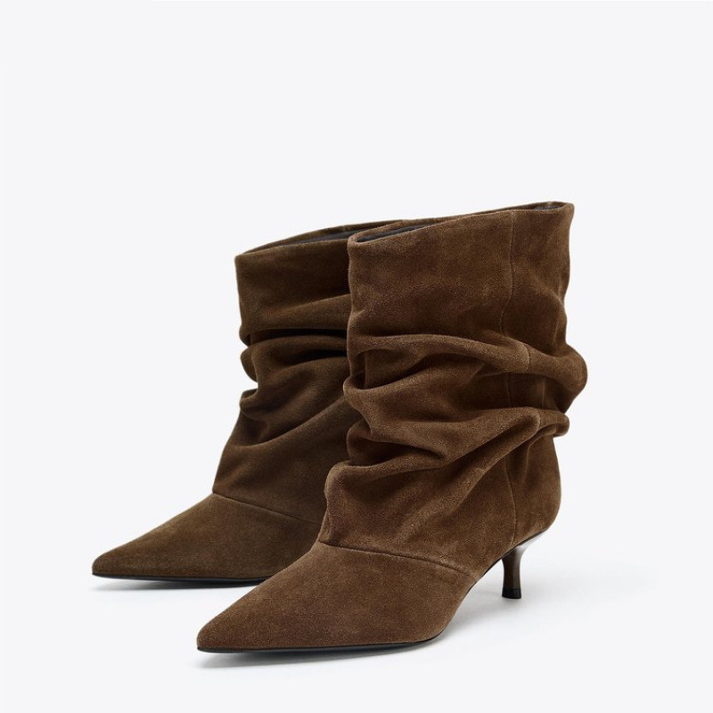 Vintage And Modern Fashion - Women Pile Up Ankle Boots 2026
