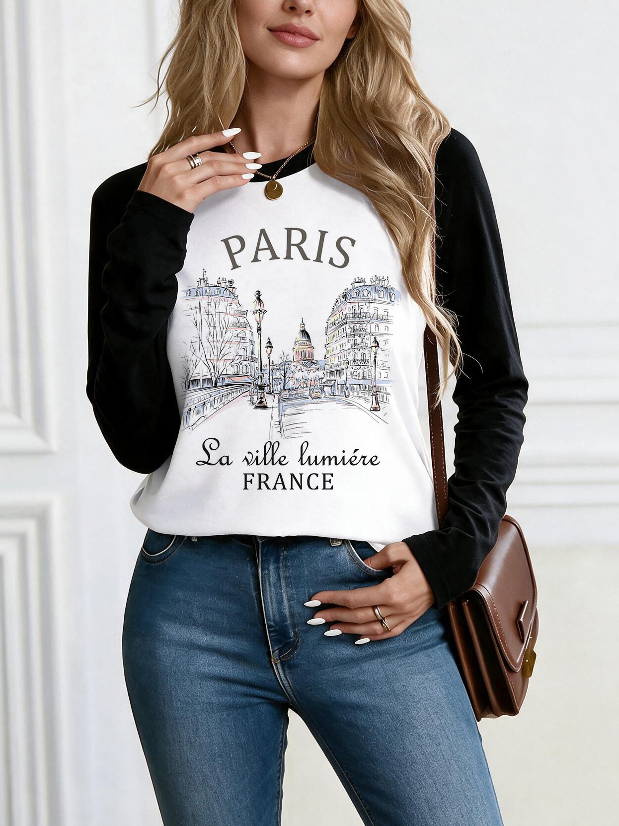 Vintage Fashion In Paris - Fashion Bonjour Paris Text Print Tshirt