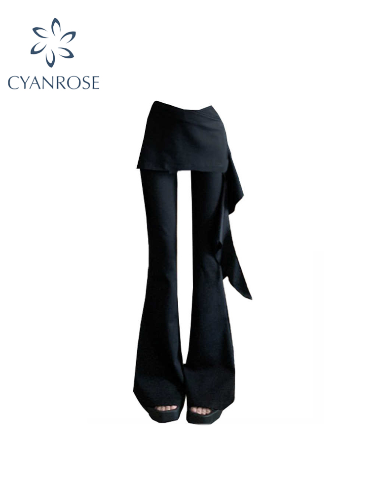 Retro Track Pant - Women Black Goth Baggy Flare Pants