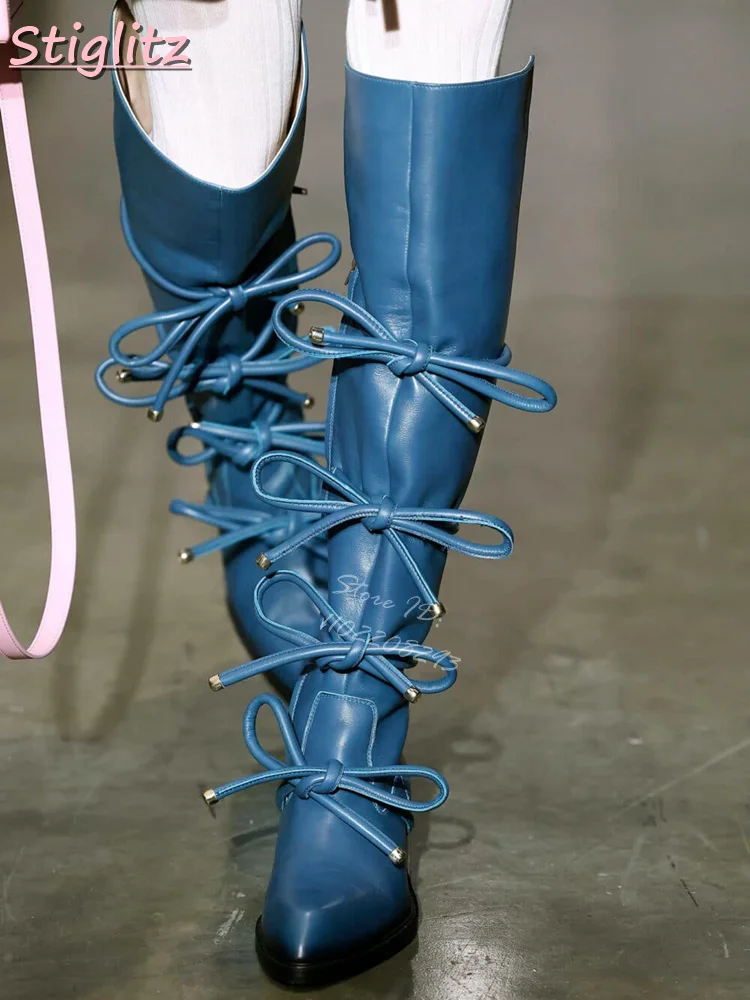 Lace-up Knee-high Boots Solid  - огляд і ціна Vintage And Modern Fashion