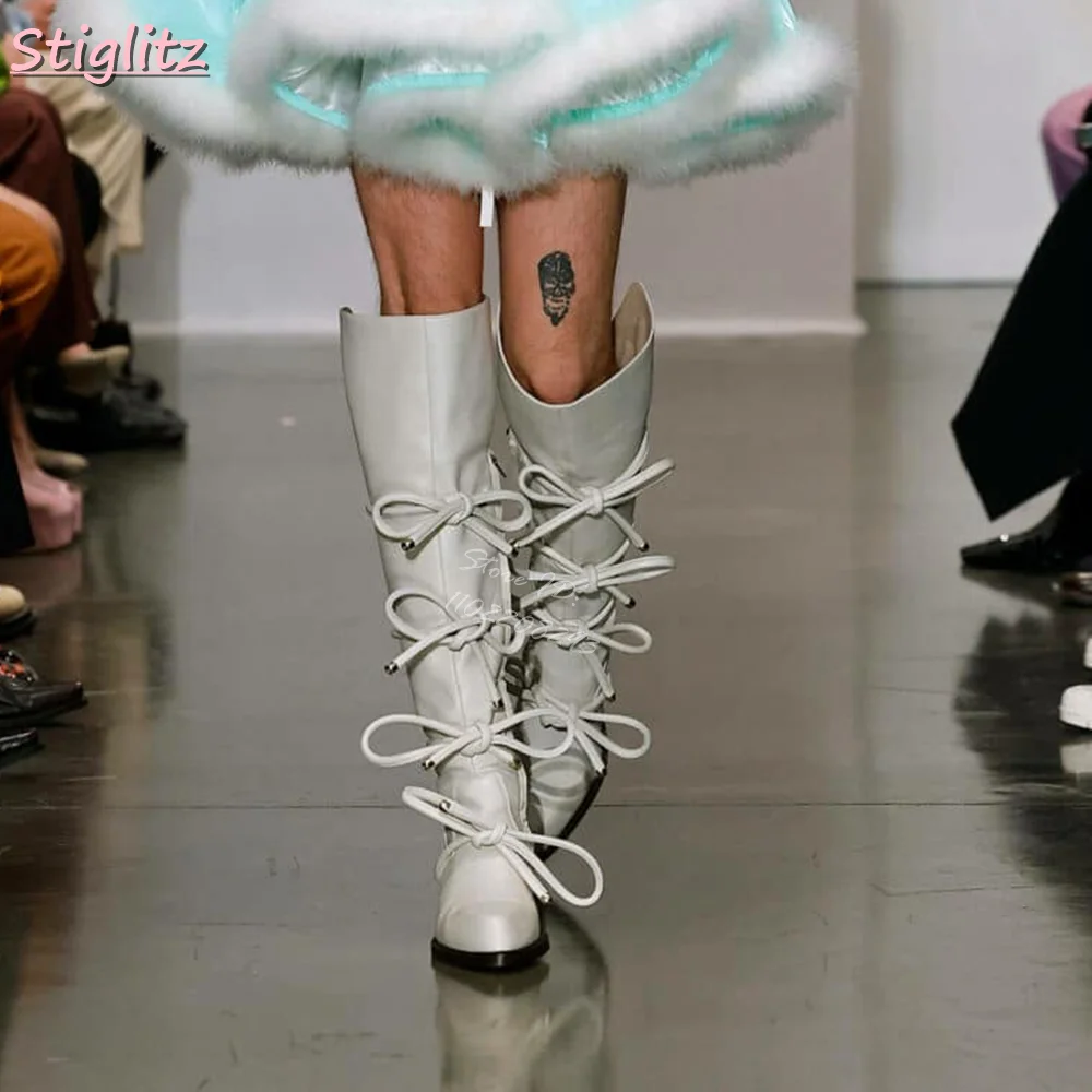Lace-up Knee-high Boots Solid  - огляд і ціна Vintage And Modern Fashion