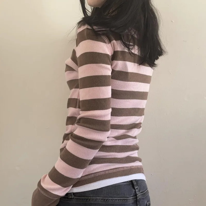 Winter T-shirt Stripe Fake 2Pi - огляд і ціна Vintage Fashion Korea