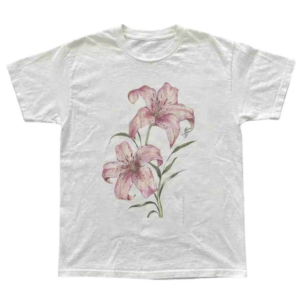 Pink Lily Floral T-Shirt, Tree - огляд і ціна Vintage Fashion Ai