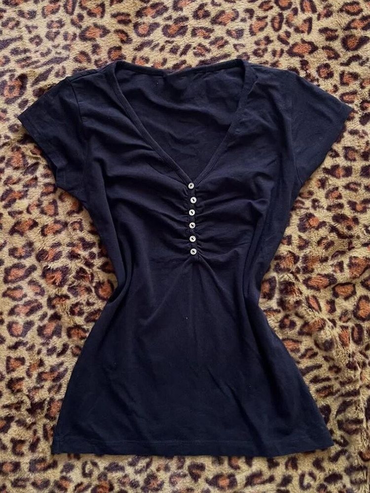 Korea Vintage Dark Blue T Shir - огляд і ціна Vintage Fashion Korea
